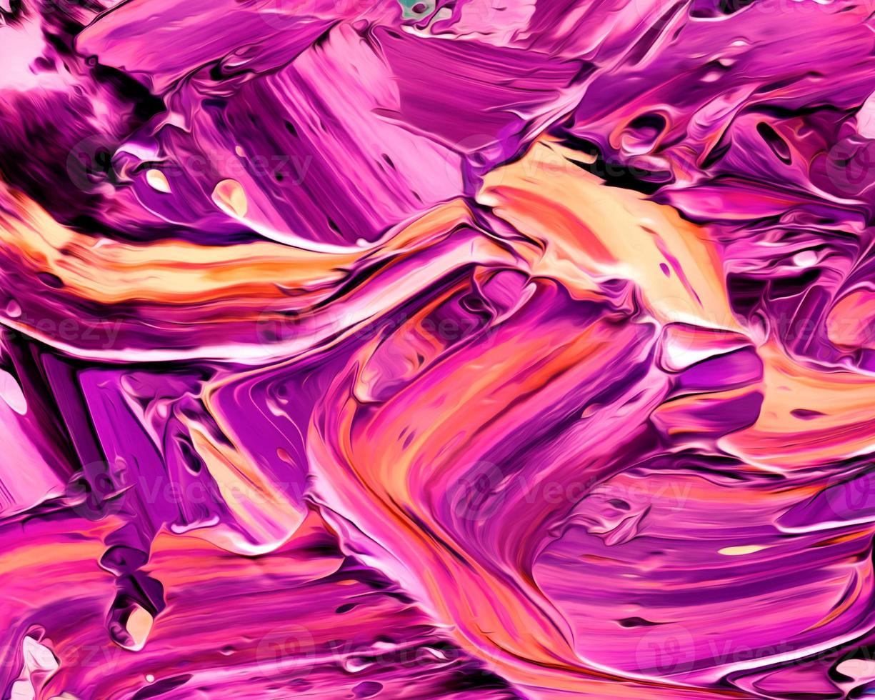 achtergrondontwerp van geschilderde acrylolieverf vloeistof vloeibare kleur paars en crème mengsel met creativiteit en moderne kunstwerken foto