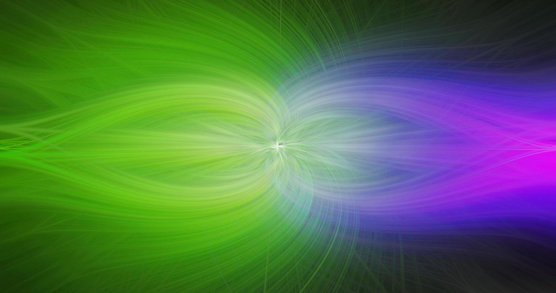 abstracte lichtgroene gedraaide lichtvezel golftextuur vallende wervelingen effect met gebogen spoor glanzend patroon op groen. foto