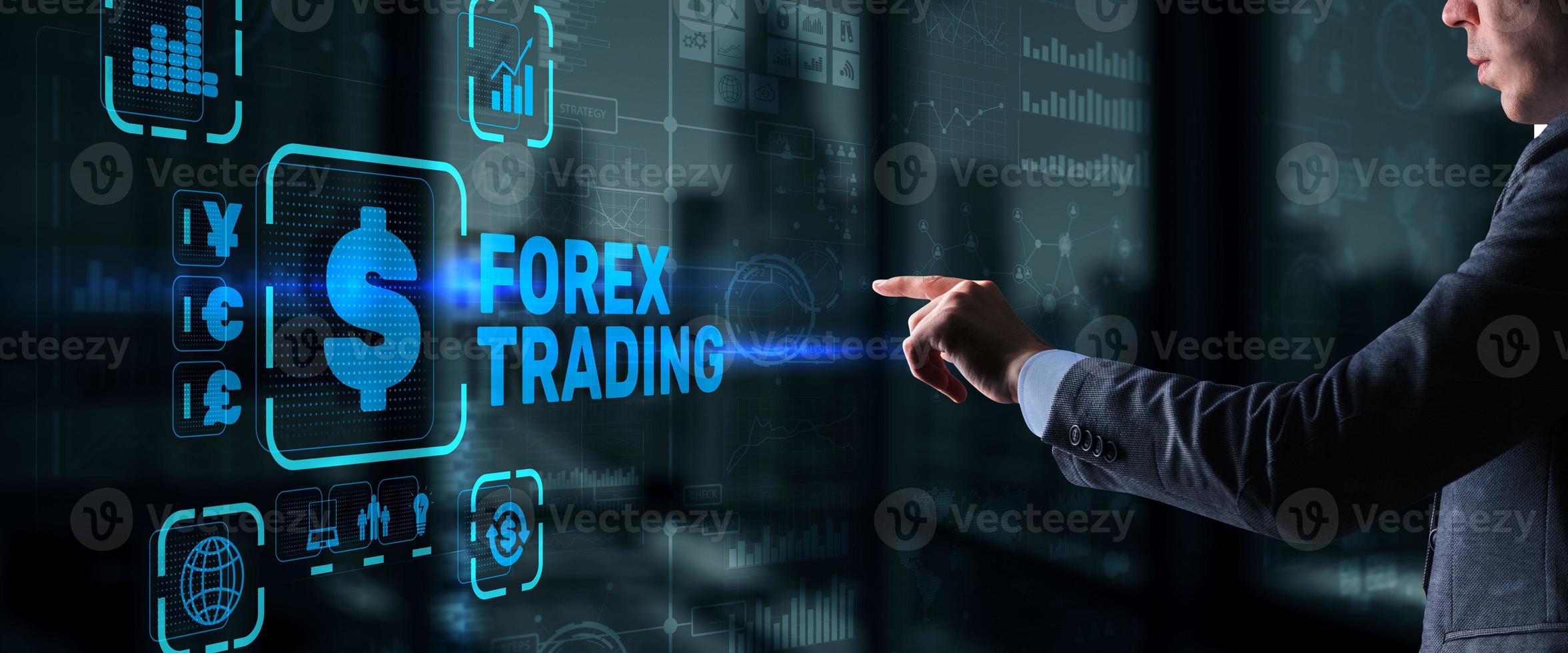 inscriptie forex trading op virtueel scherm. zakelijk beursconcept foto