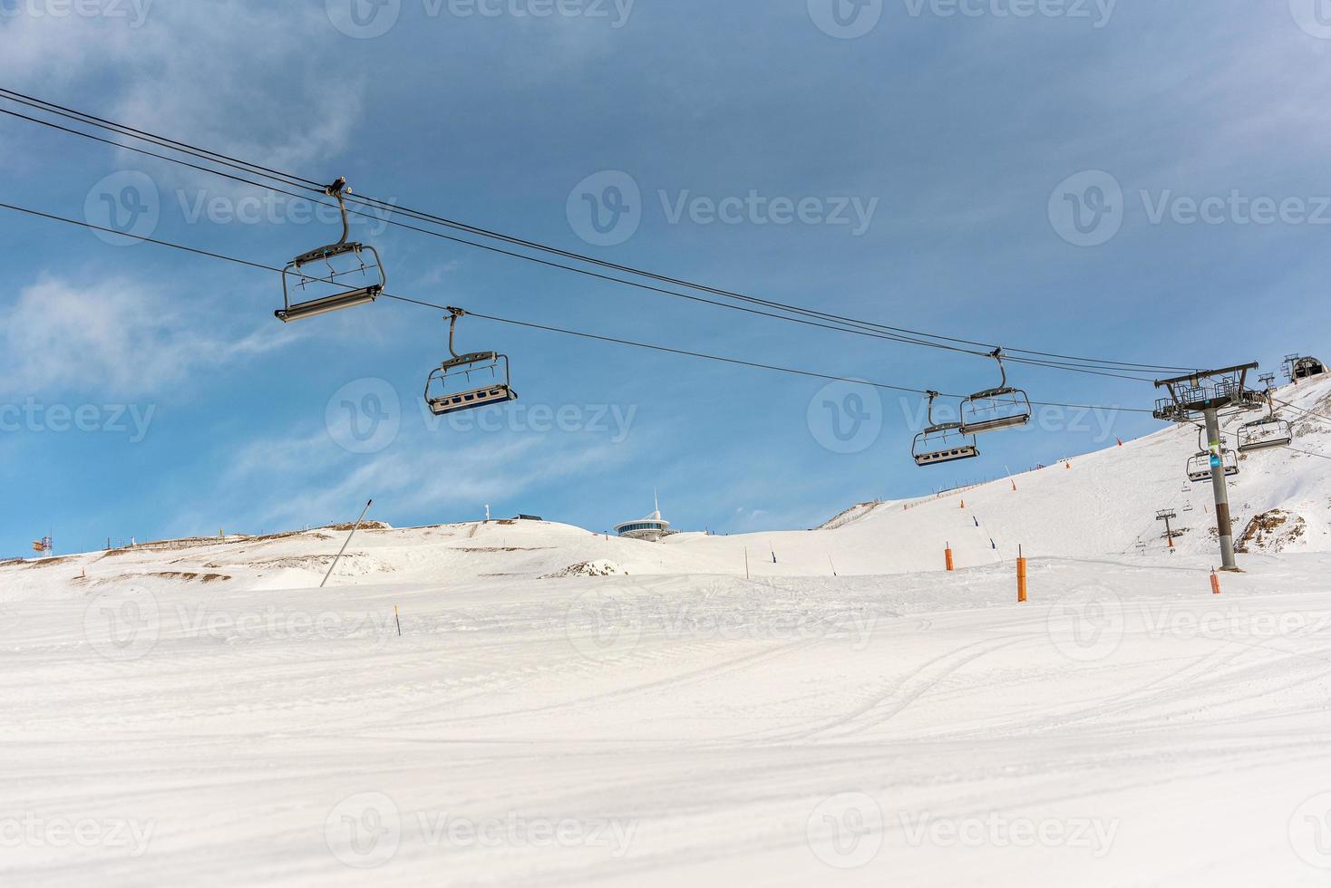 Grandvalira-skiresort in Grau Roig Andorra in de tijd van covid19 in de winter van 2021. foto