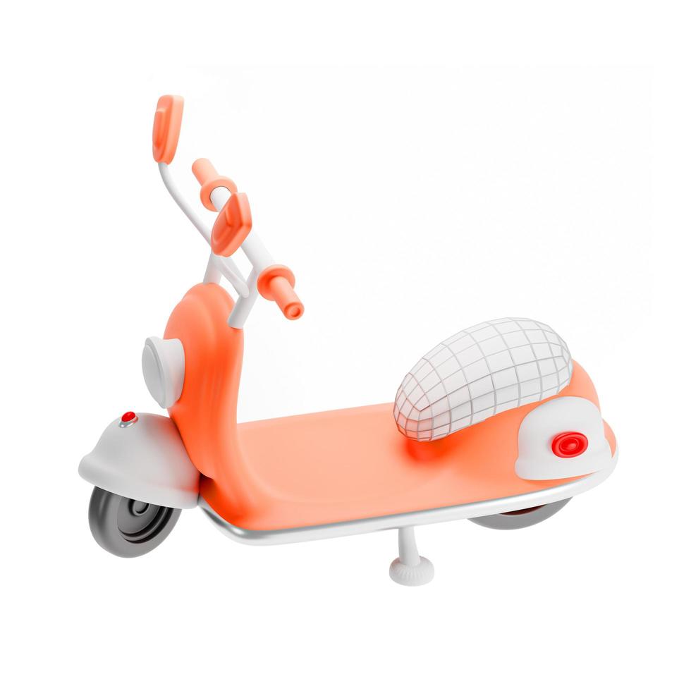 3D-rendering scooter fiets geïsoleerd op wit foto