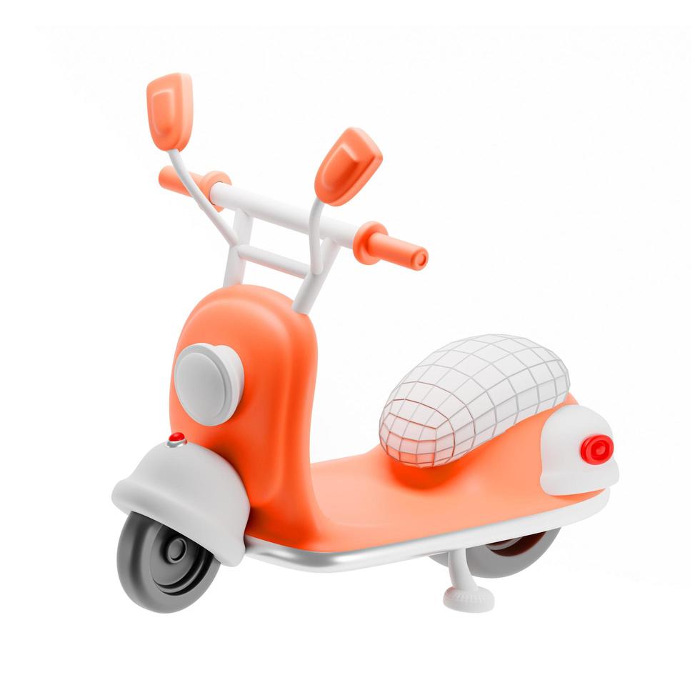 3D-rendering scooter fiets geïsoleerd op wit foto