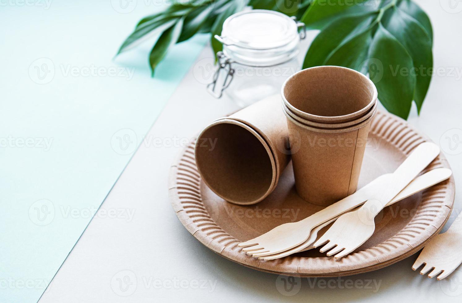 nul afvalconcept, papieren servies foto