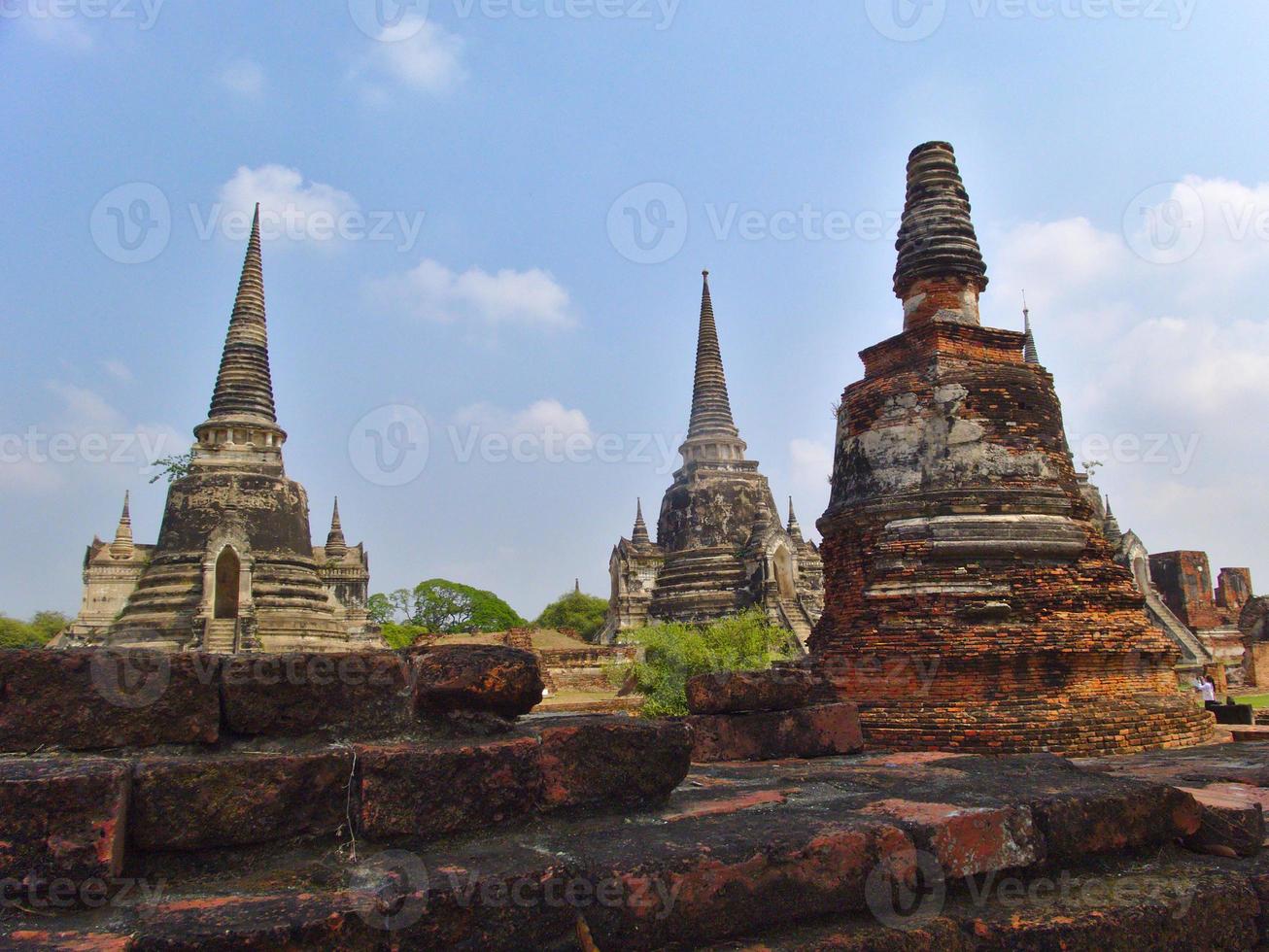 wat phra sri sanphet tempel de heilige tempel is de meest heilige tempel van het grote paleis in de oude hoofdstad van thailand ayutthaya. foto