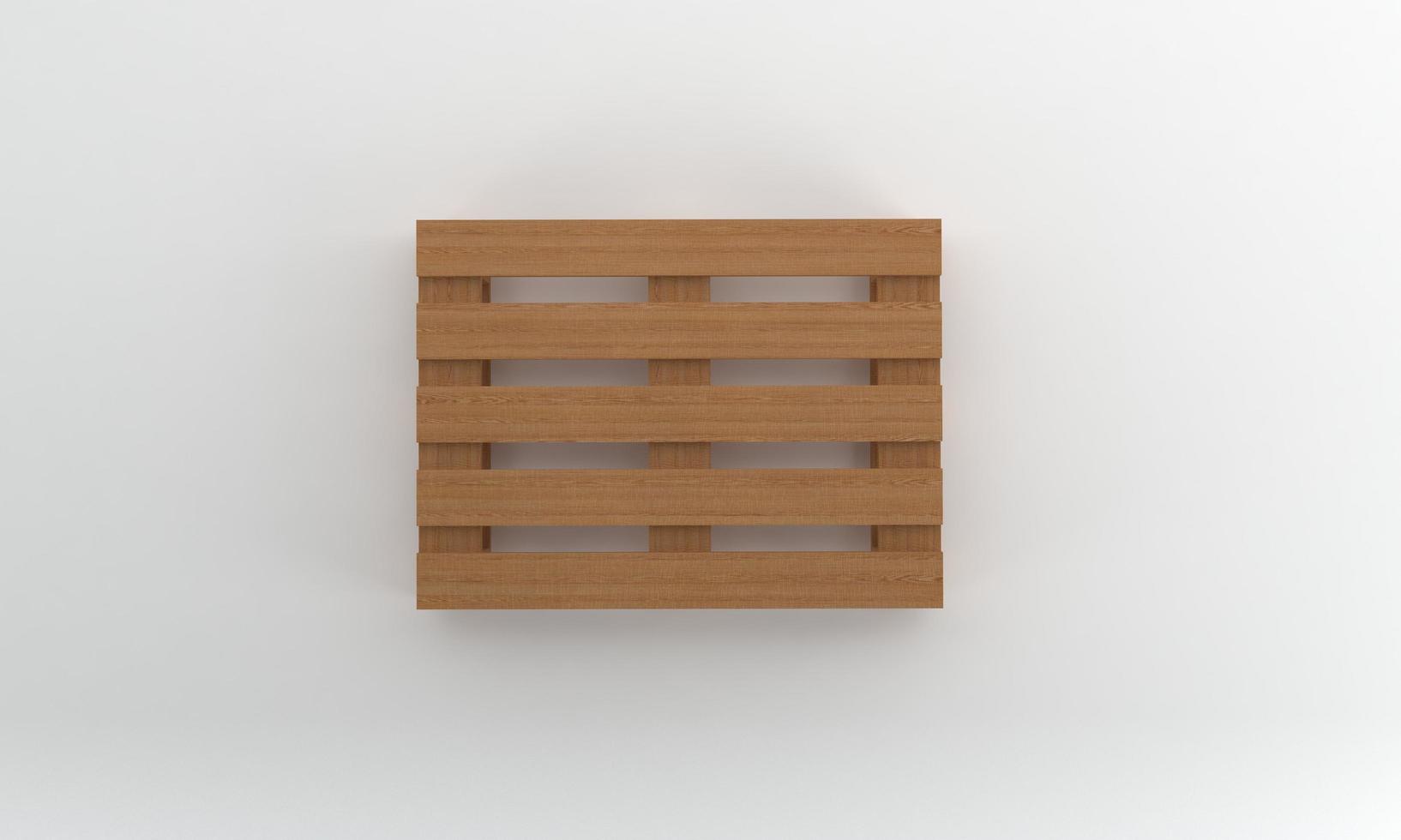 bovenaanzicht houten pallet geïsoleerd op een witte achtergrond, 3D-rendering foto