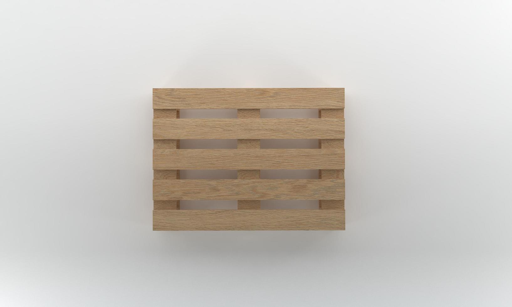 bovenaanzicht houten pallet geïsoleerd op een witte achtergrond, 3D-rendering foto