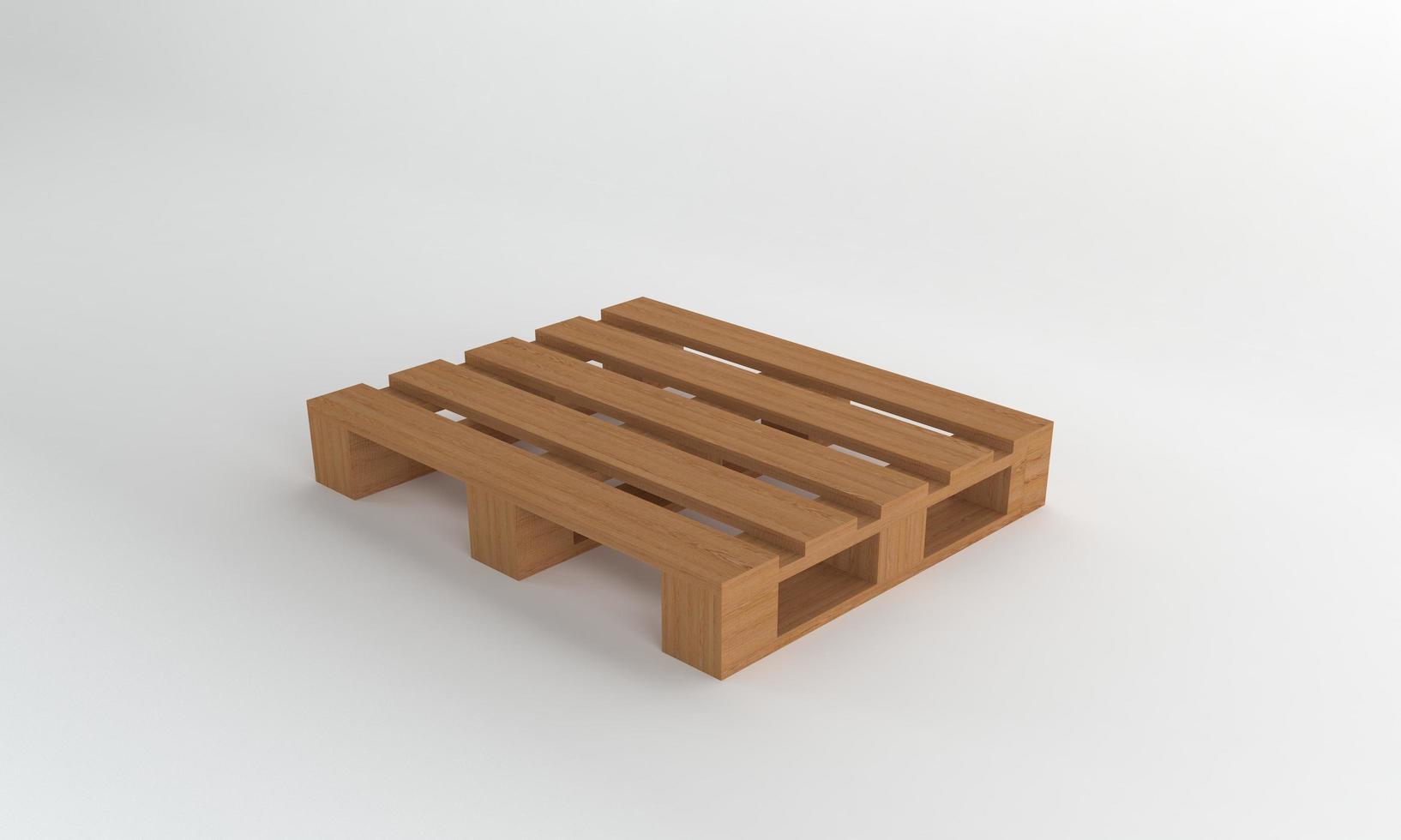 perspectief weergave houten pallet geïsoleerd op een witte achtergrond, 3D-rendering foto