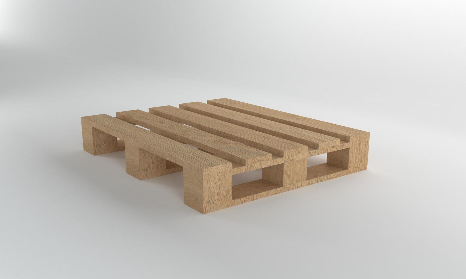 perspectief weergave houten pallet geïsoleerd op een witte achtergrond, 3D-rendering foto
