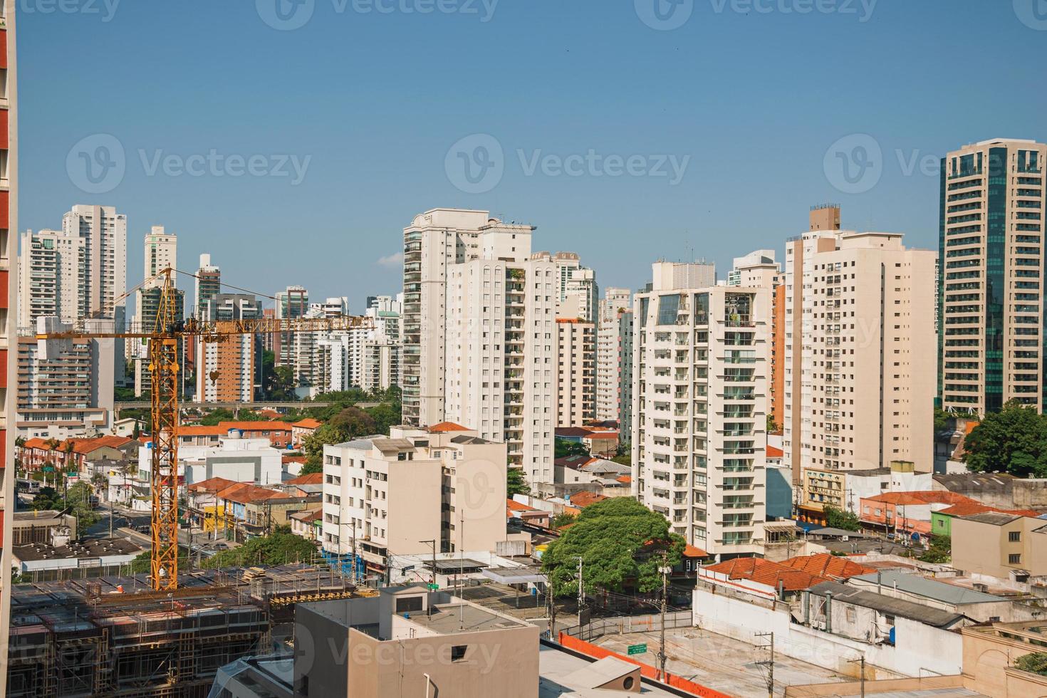 uitzicht op de skyline van de stad met straten en gebouwen in sao paulo. de gigantische stad, beroemd om zijn culturele en zakelijke roeping in Brazilië. foto