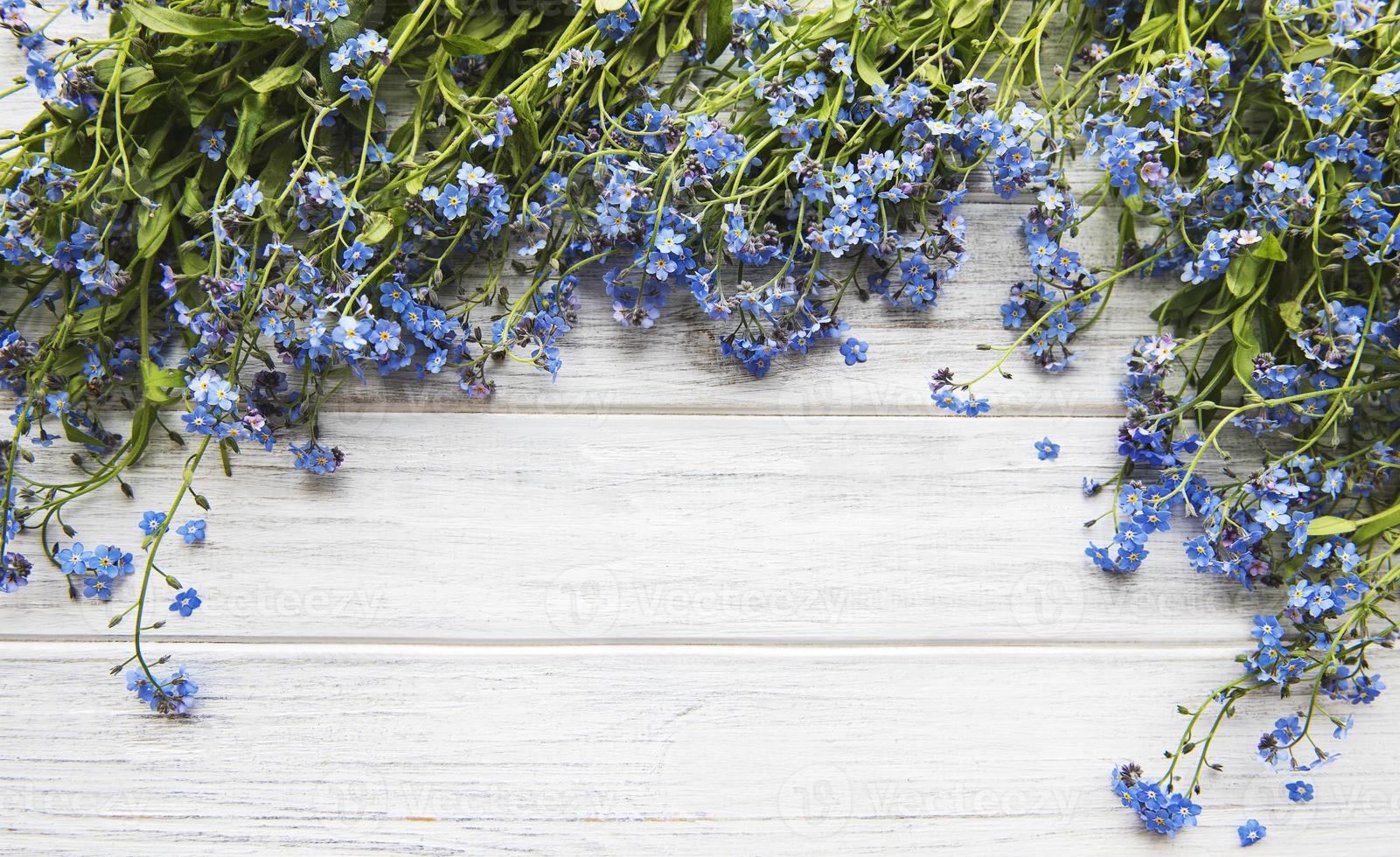 vergeet-mij-niet bloemen op een houten achtergrond foto