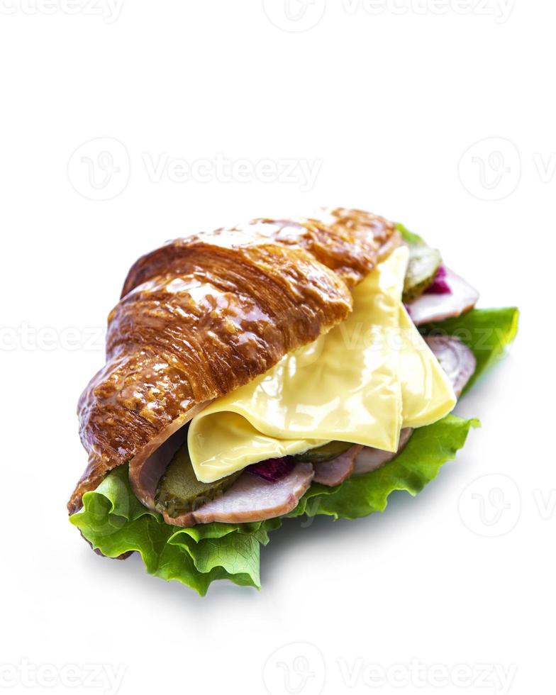 broodje croissant met ham foto