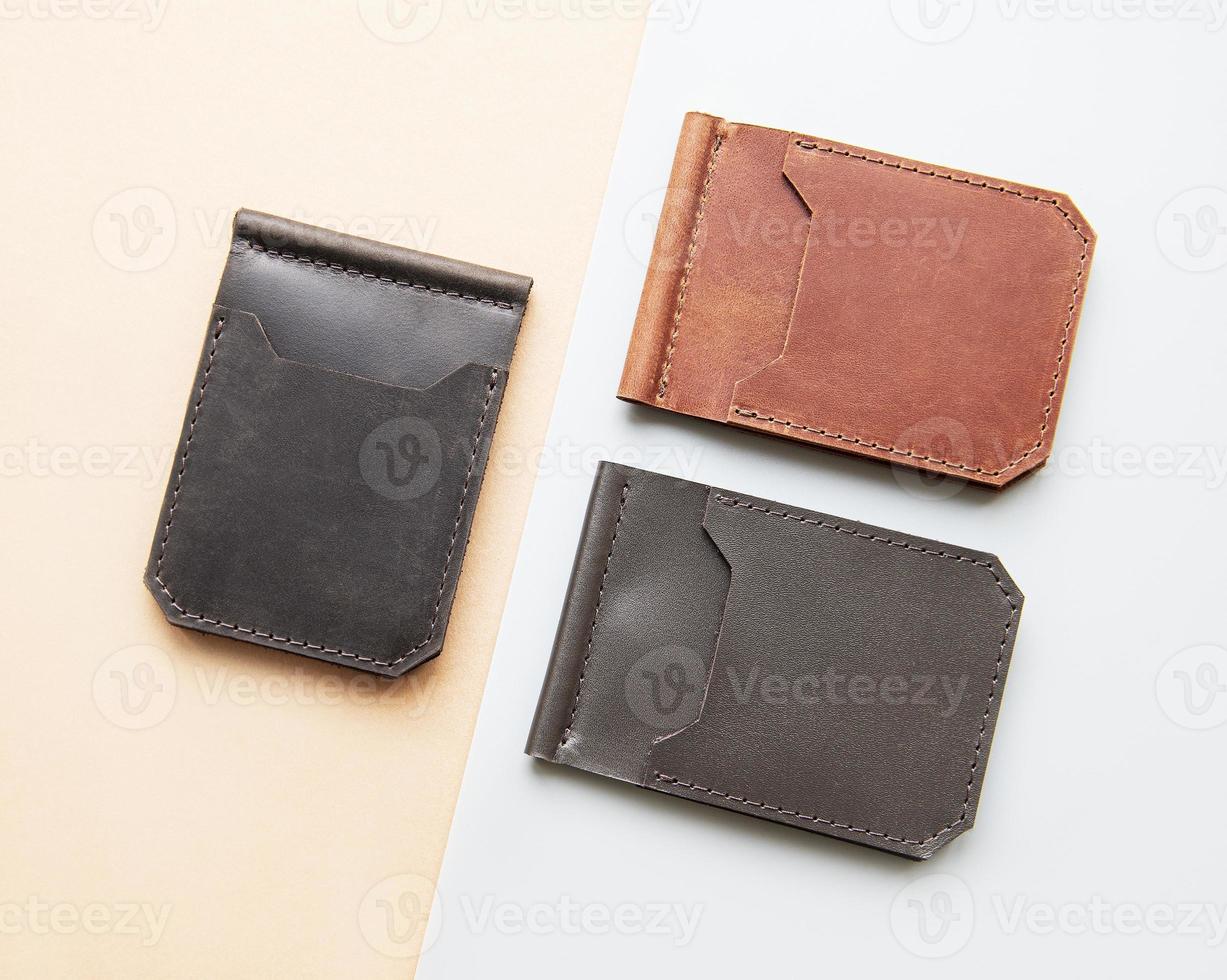 stijlvolle leren portemonnee geldclips foto