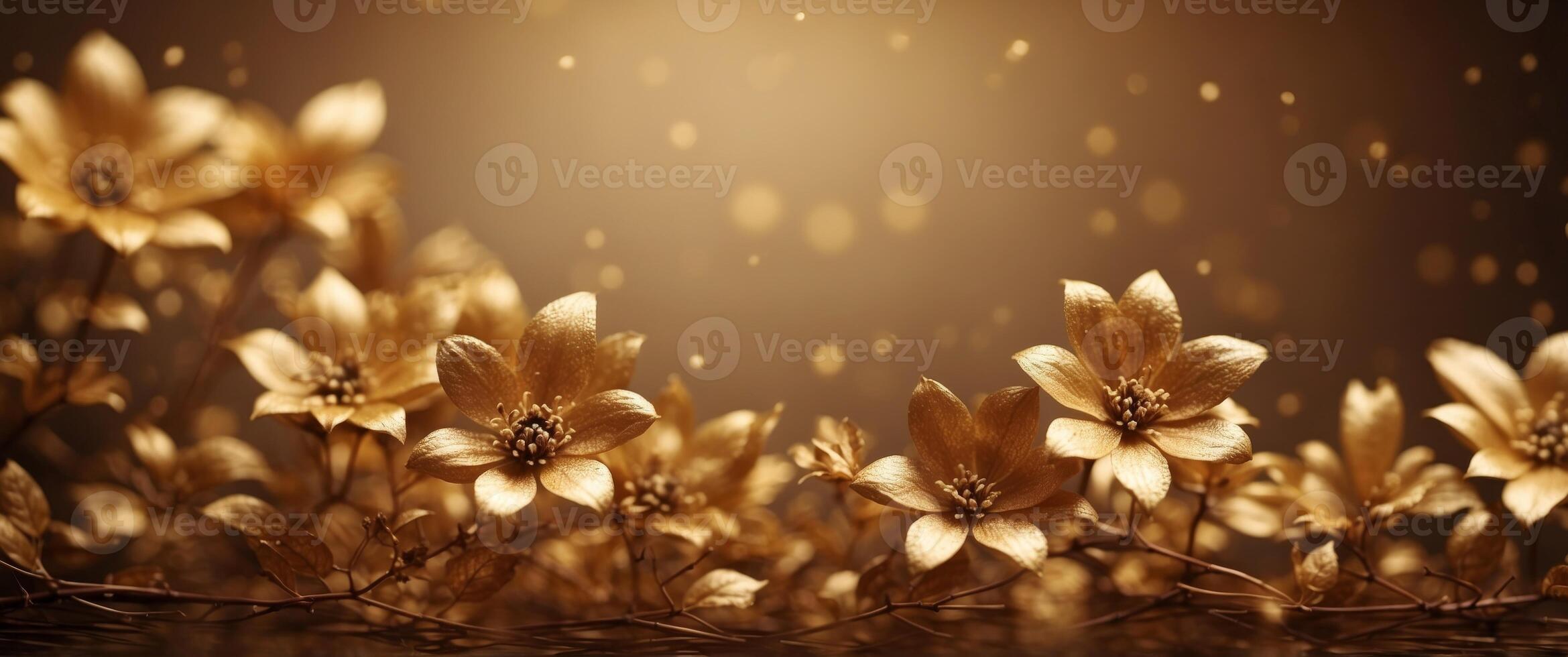 een goud en bruin bloemen behang met een goud en bruin achtergrond. foto