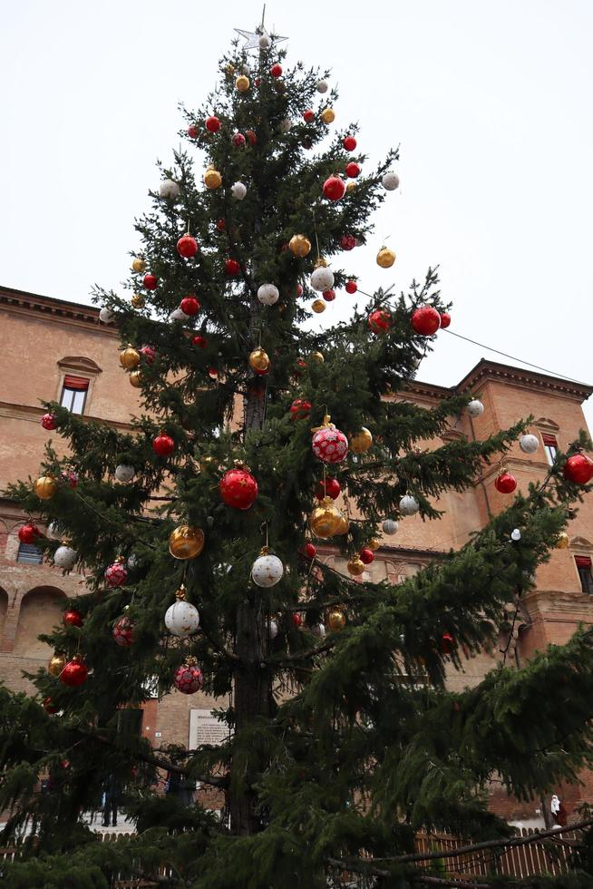 versierde grenen kerstboom in bologna. Italië foto