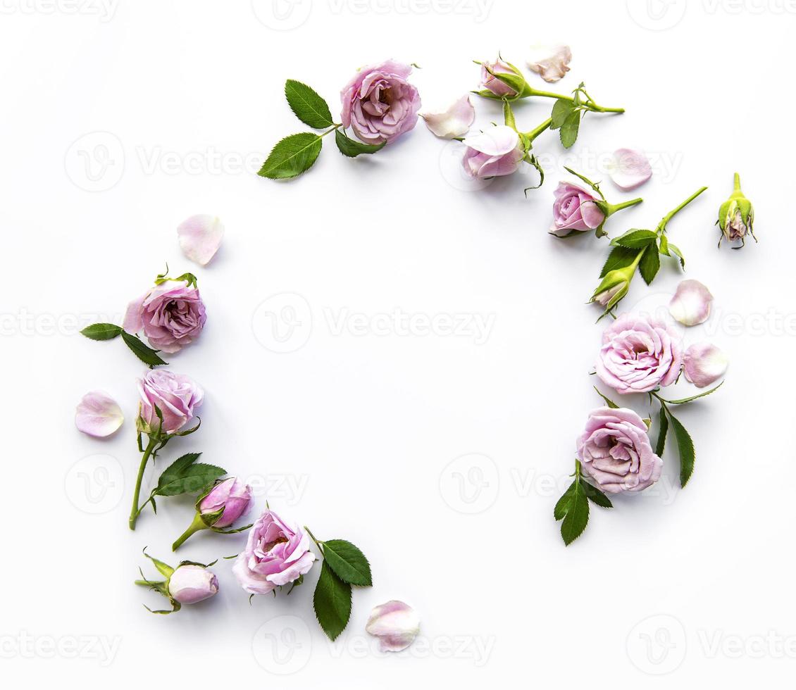 kader van rozen op witte achtergrond. foto