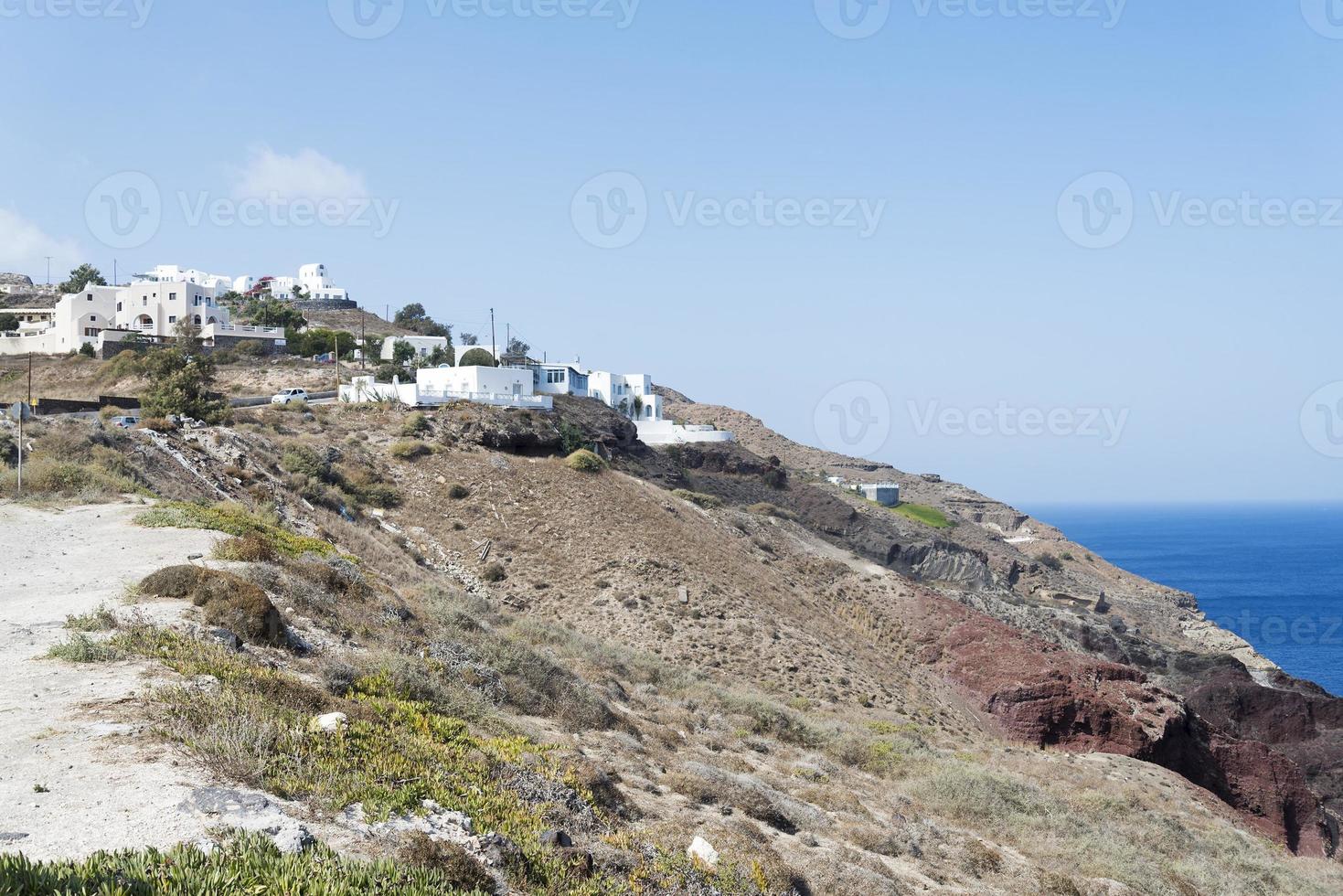 weids landschap met uitzicht op het eiland santorini, griekenland foto