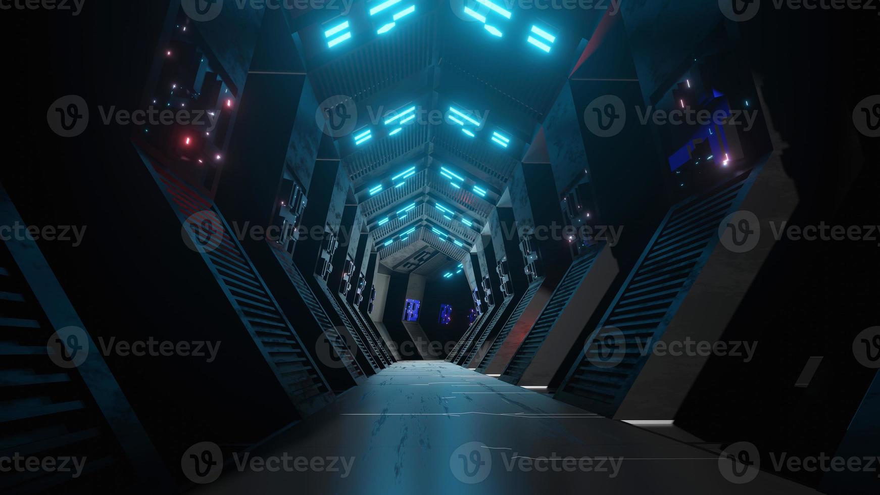 3D-weergave van ruimteschip stijl abstracte sci-fi gang tunnel foto