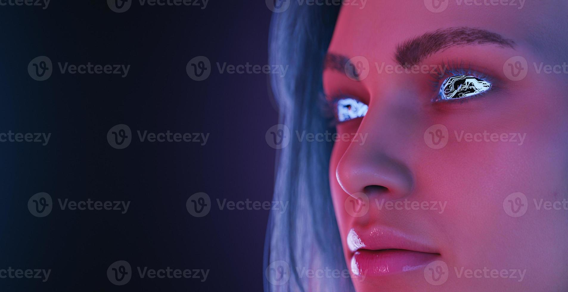 portret van een 3D-meisje met digitale ogen foto