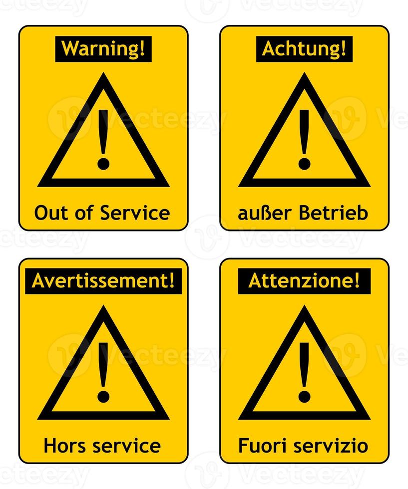 buiten dienst teken in meerdere talen foto