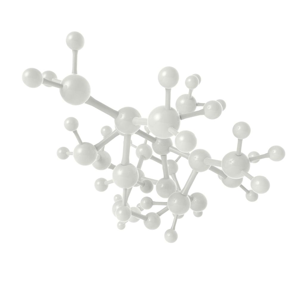 molecuul wit 3d op witte achtergrond foto
