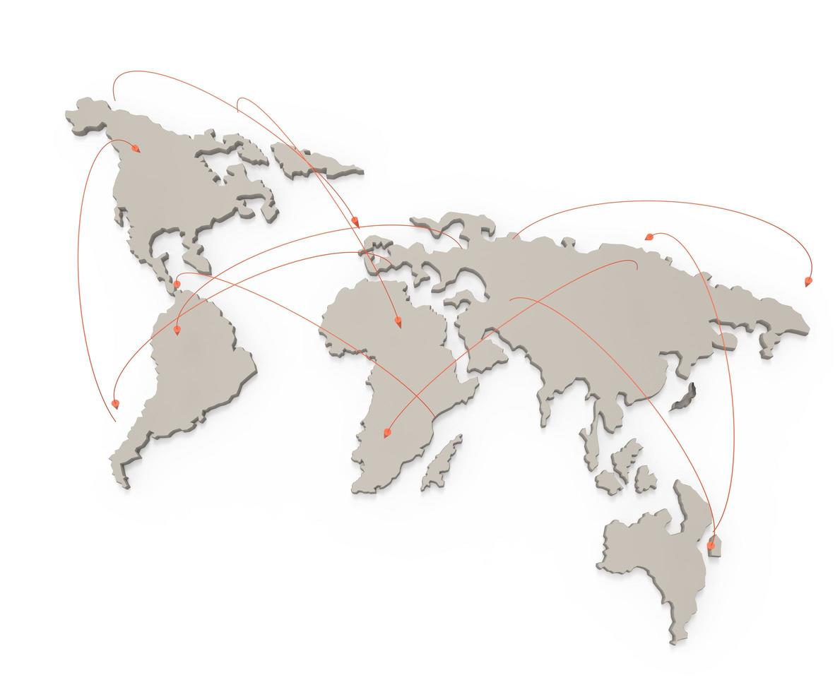 sociaal netwerk menselijke 3d op wereldkaart als concept foto