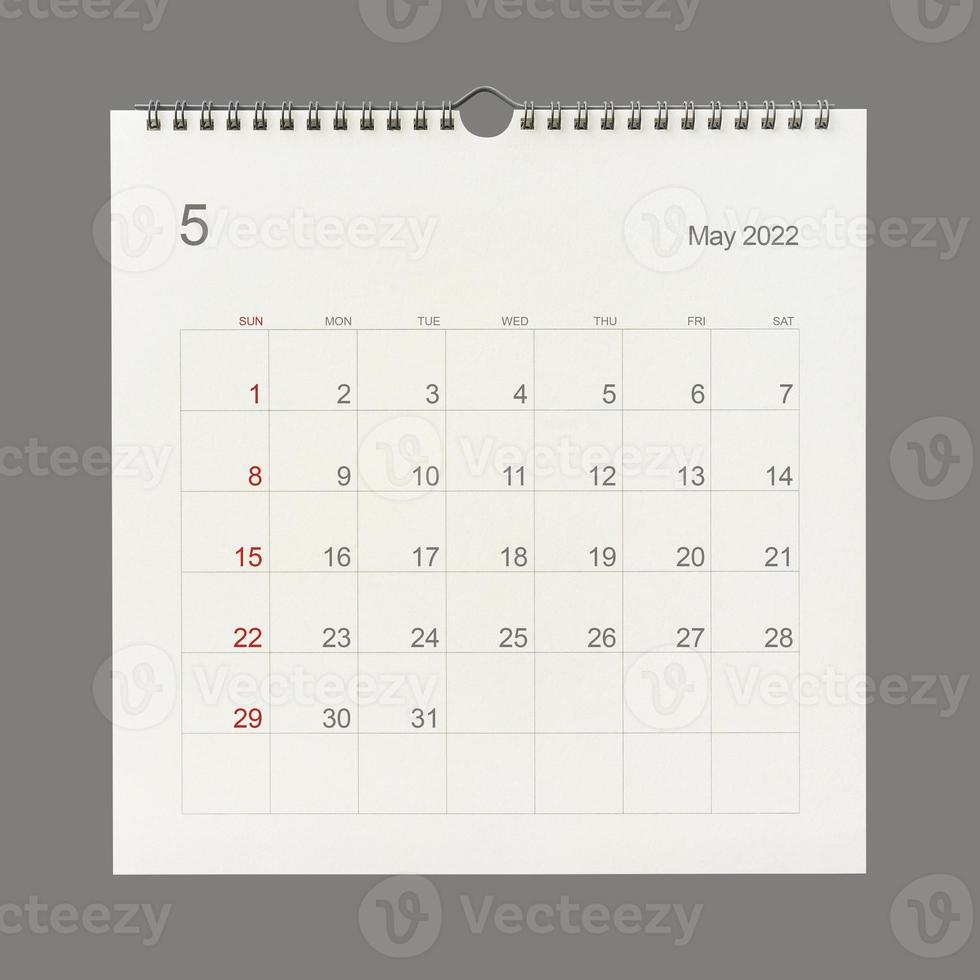 kan 2022 kalenderpagina op witte achtergrond. kalenderachtergrond voor herinnering, bedrijfsplanning, afspraakvergadering en evenement. foto