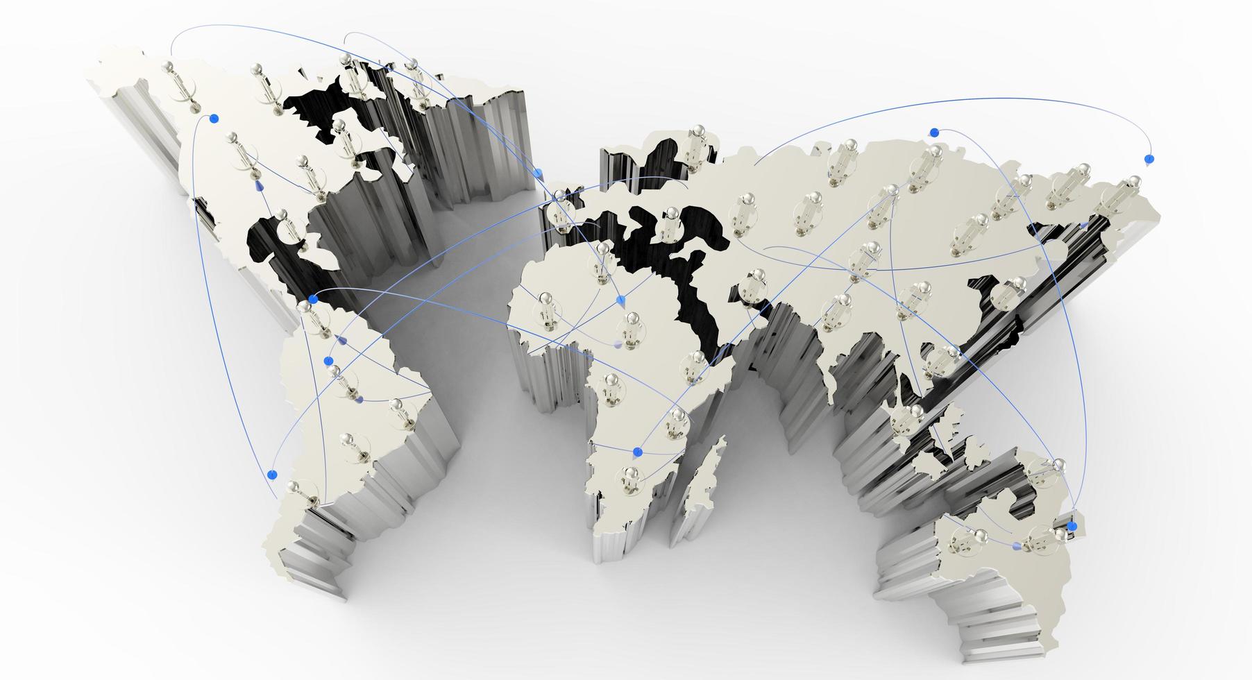 sociaal netwerk mens 3d op wereldkaart foto