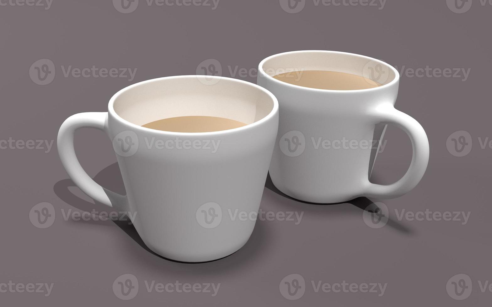 twee koffiemokken 3d illustratie foto