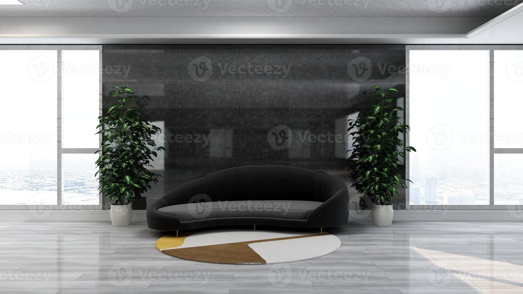 3d render gast lounge muur mockup ontwerp met modern minimalistisch interieurconcept foto