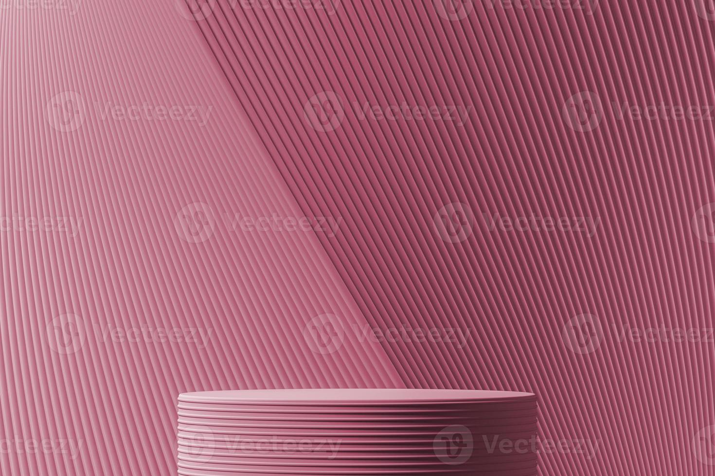 het podium op abstracte gradiënt en golflijnen Pacific roze achtergrond. voor productpresentatie. 3D-rendering foto