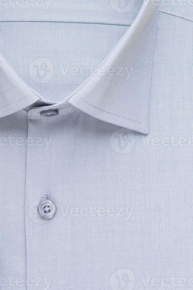 overhemd, gedetailleerde close-up kraag en knoop, bovenaanzicht foto