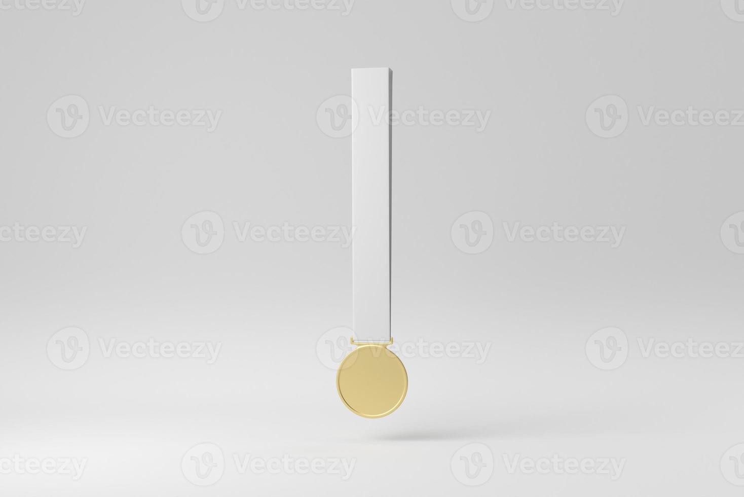 gouden medaille op witte achtergrond. ontwerpsjabloon, mock-up. 3D render. foto