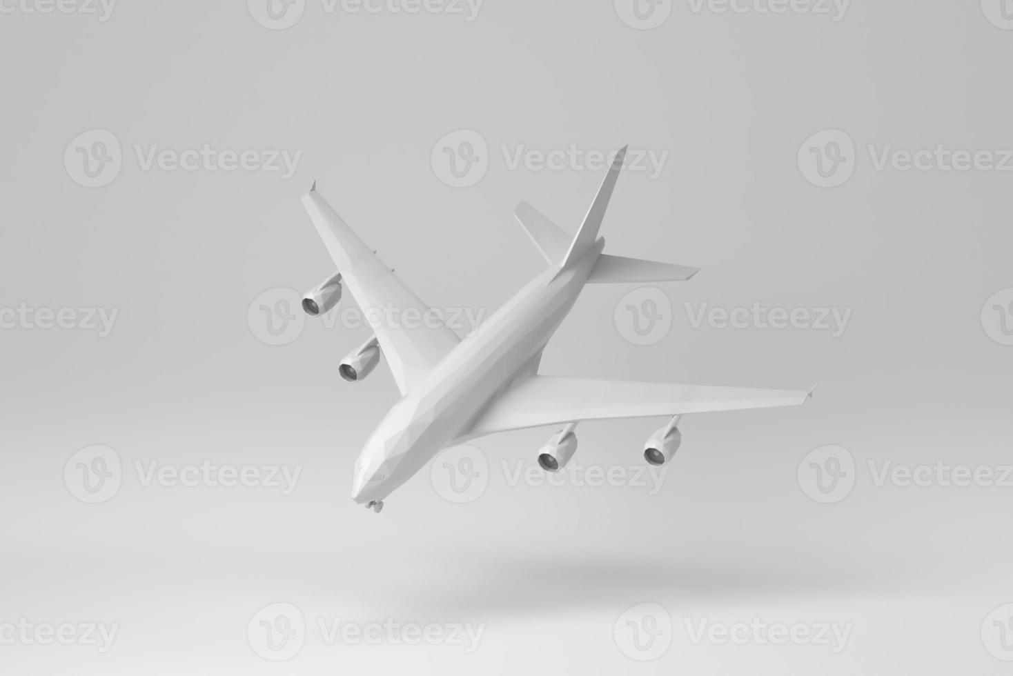 vliegtuig geïsoleerd op een witte achtergrond. veelhoek minimaal concept. monochroom. 3D render. foto