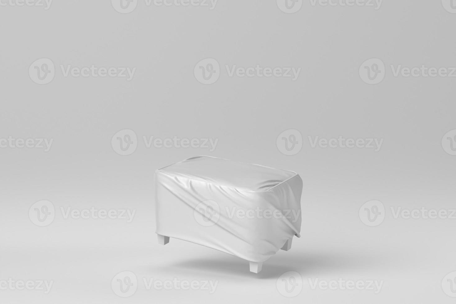 gezellige zachte stoelen op witte achtergrond. minimaal begrip. 3D render. foto