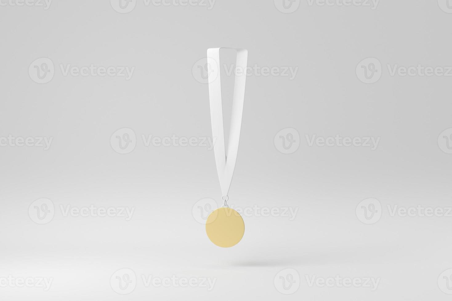 gouden medaille op witte achtergrond. ontwerpsjabloon, mock-up. 3D render. foto
