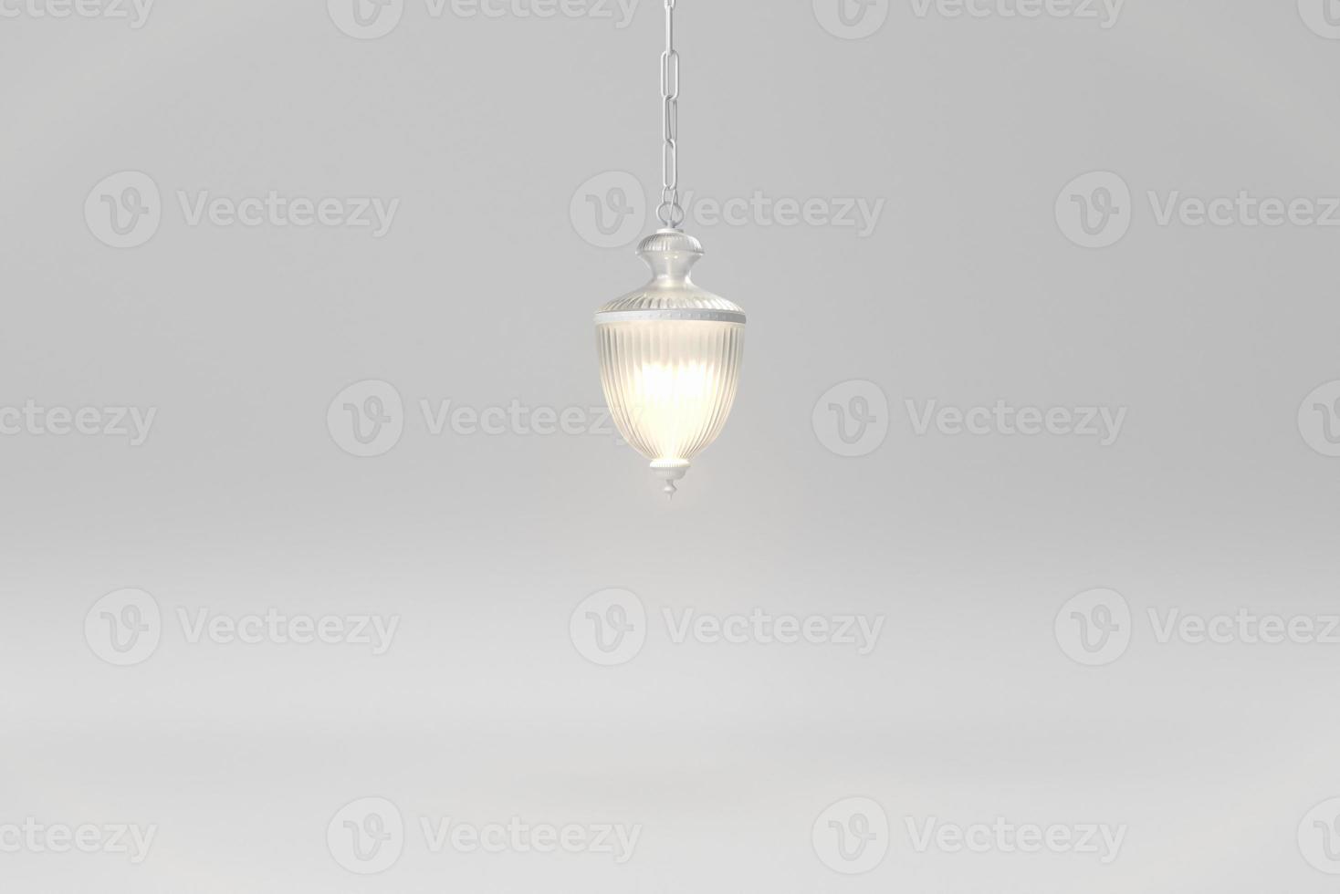 plafondlamp op witte achtergrond. minimaal begrip. 3D render. foto