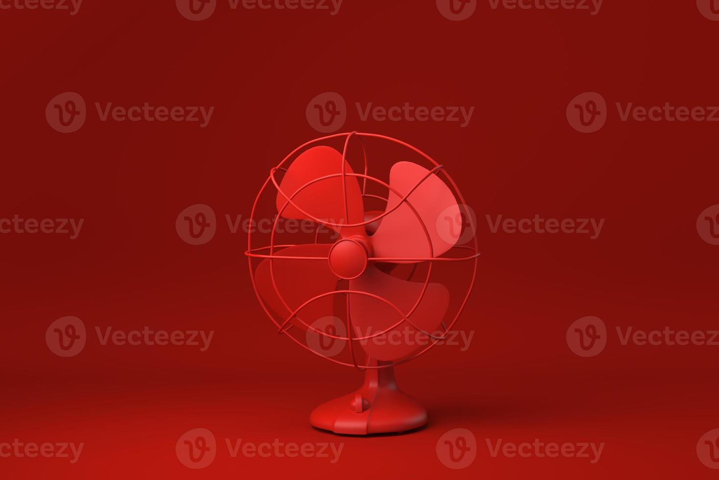 rode retro ventilator op rode achtergrond. minimaal concept idee creatief. monochroom. 3D render. foto