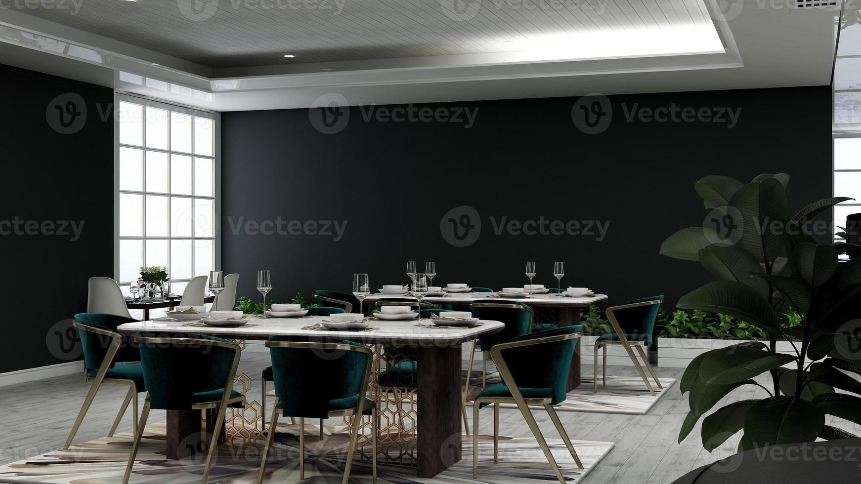 elegant restaurant met modern interieur in 3d render - ideeën voor diners foto