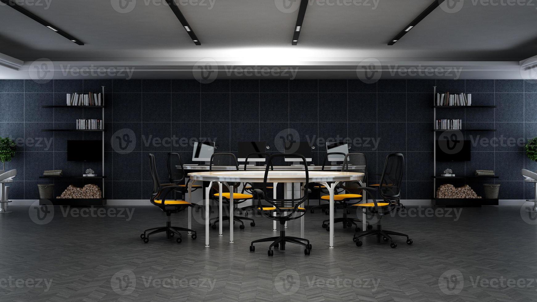modern kantoor werkplek interieur in 3d render foto