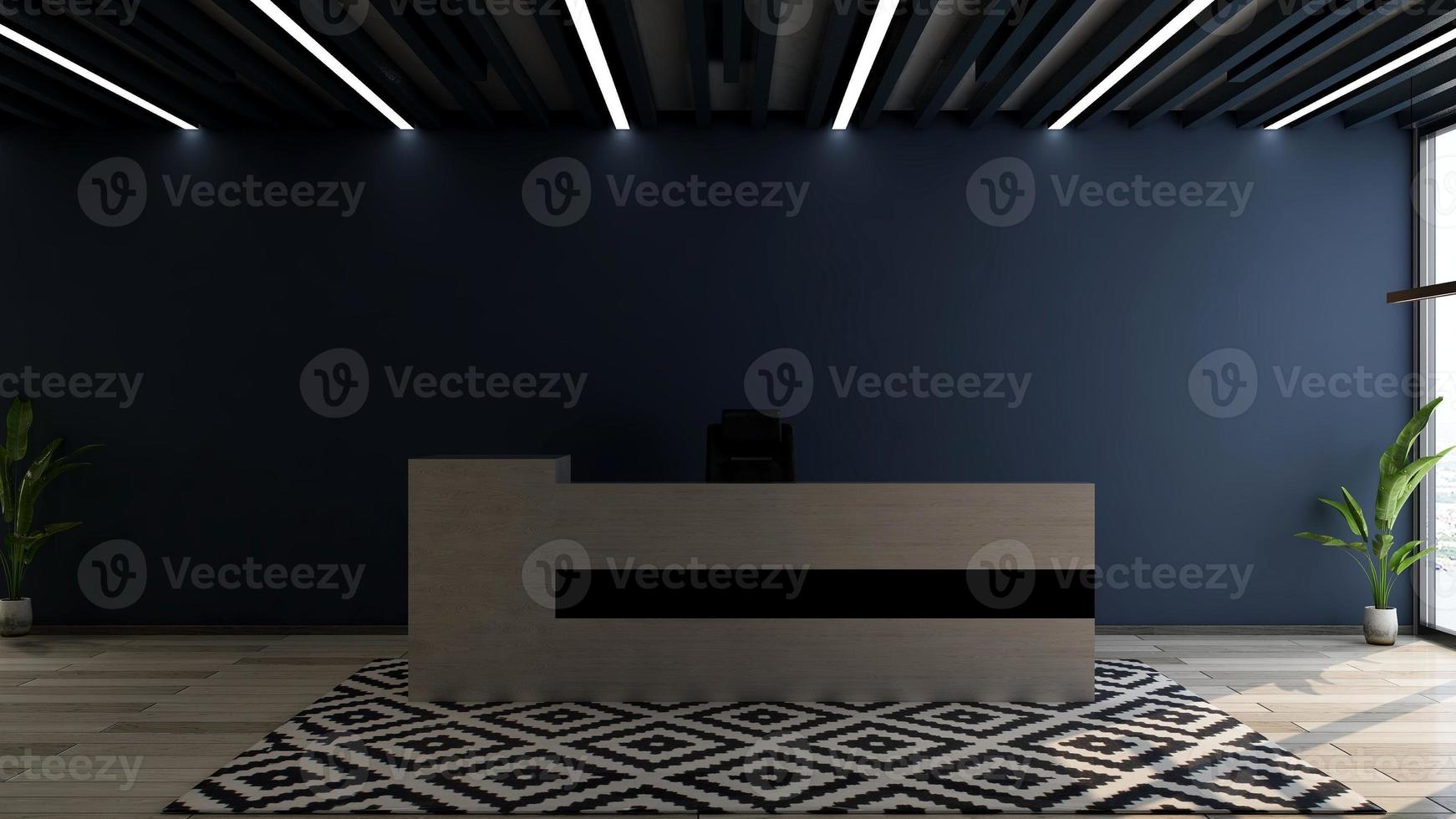 exclusieve moderne kantoorontvangstruimte in 3D-renderingmodel foto