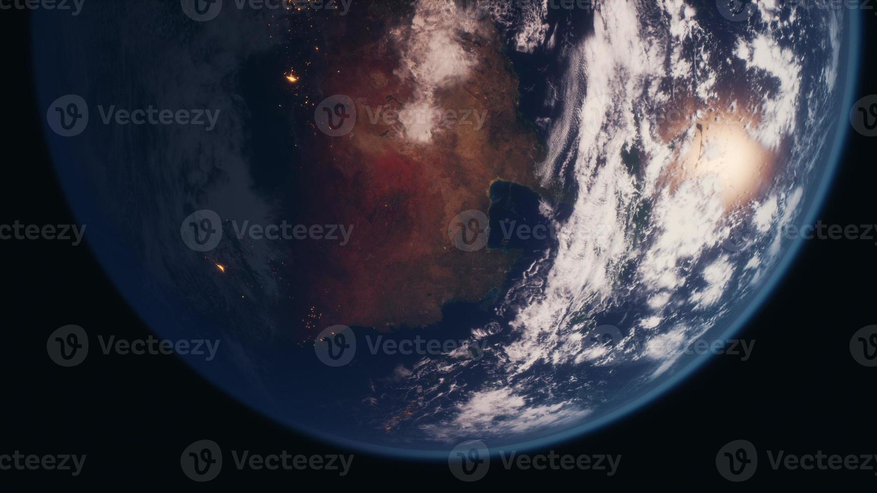 bol van de nachtelijke planeet aarde in de ruimte foto