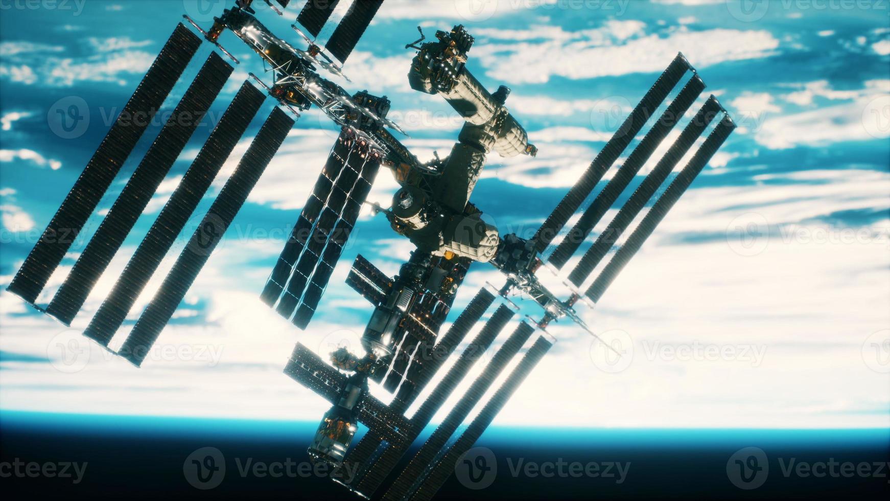 internationaal ruimtestation in een baan om de aarde-planeetelementen ingericht door nasa foto