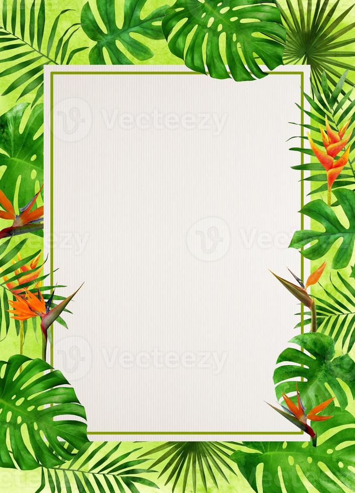 frame van tropische bladeren aquarel foto