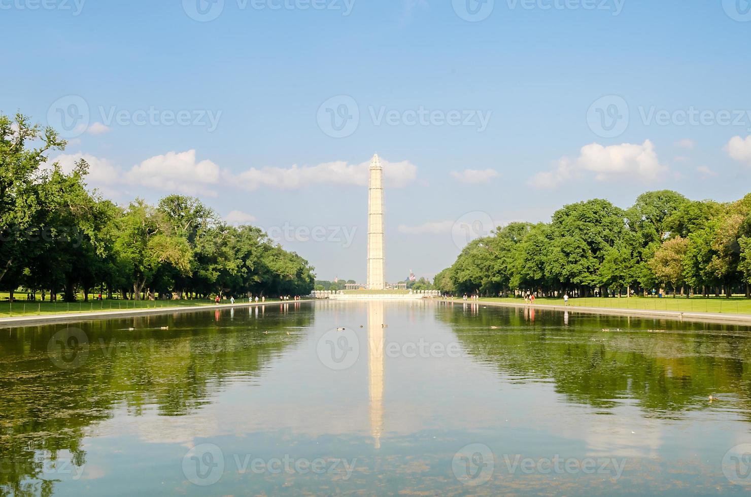het iconische Washington Monument en reflecterend zwembad, Washington DC, VS foto