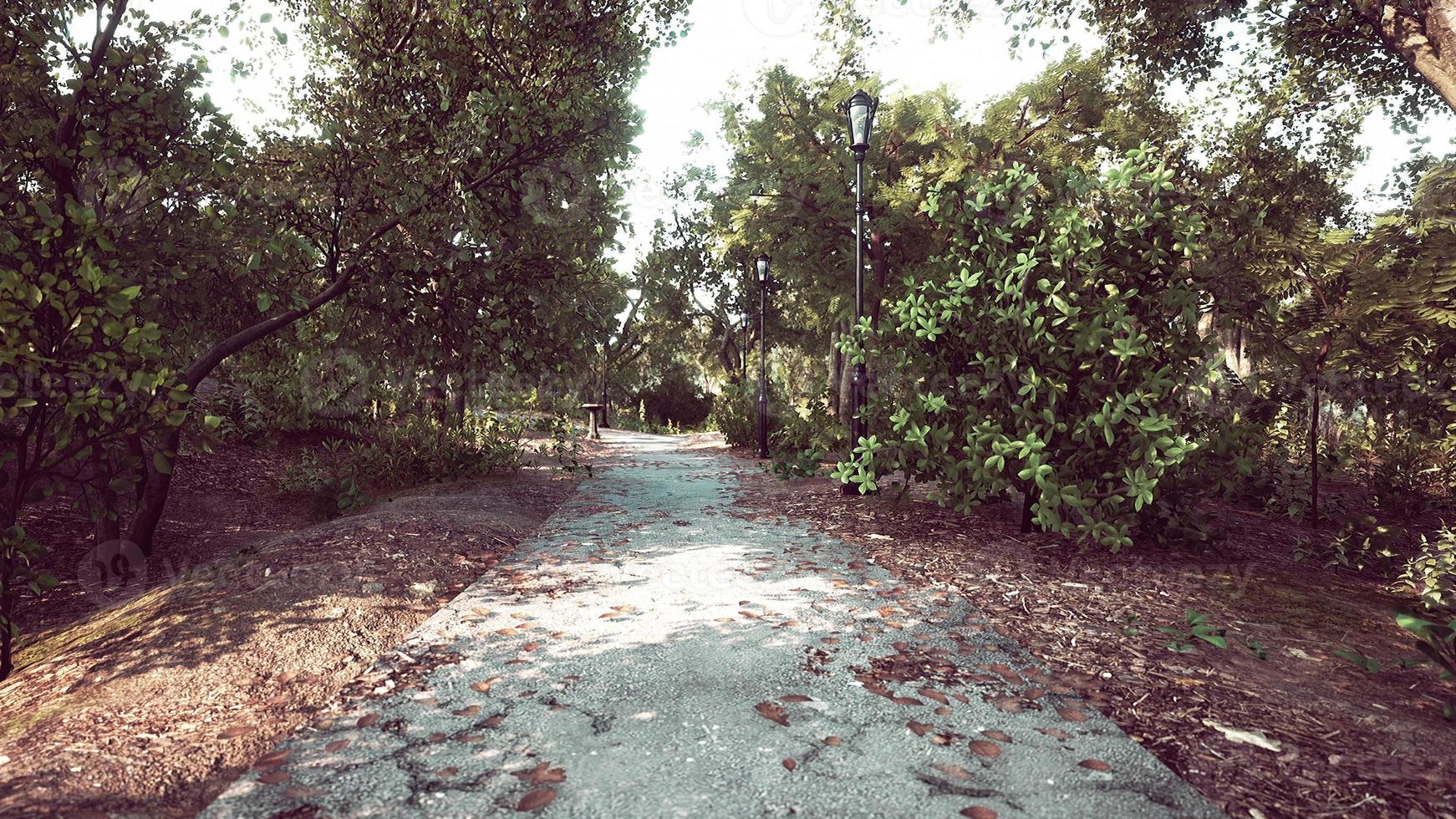 leeg gesloten park als preventie van coronavirus covid-19 ziekte foto