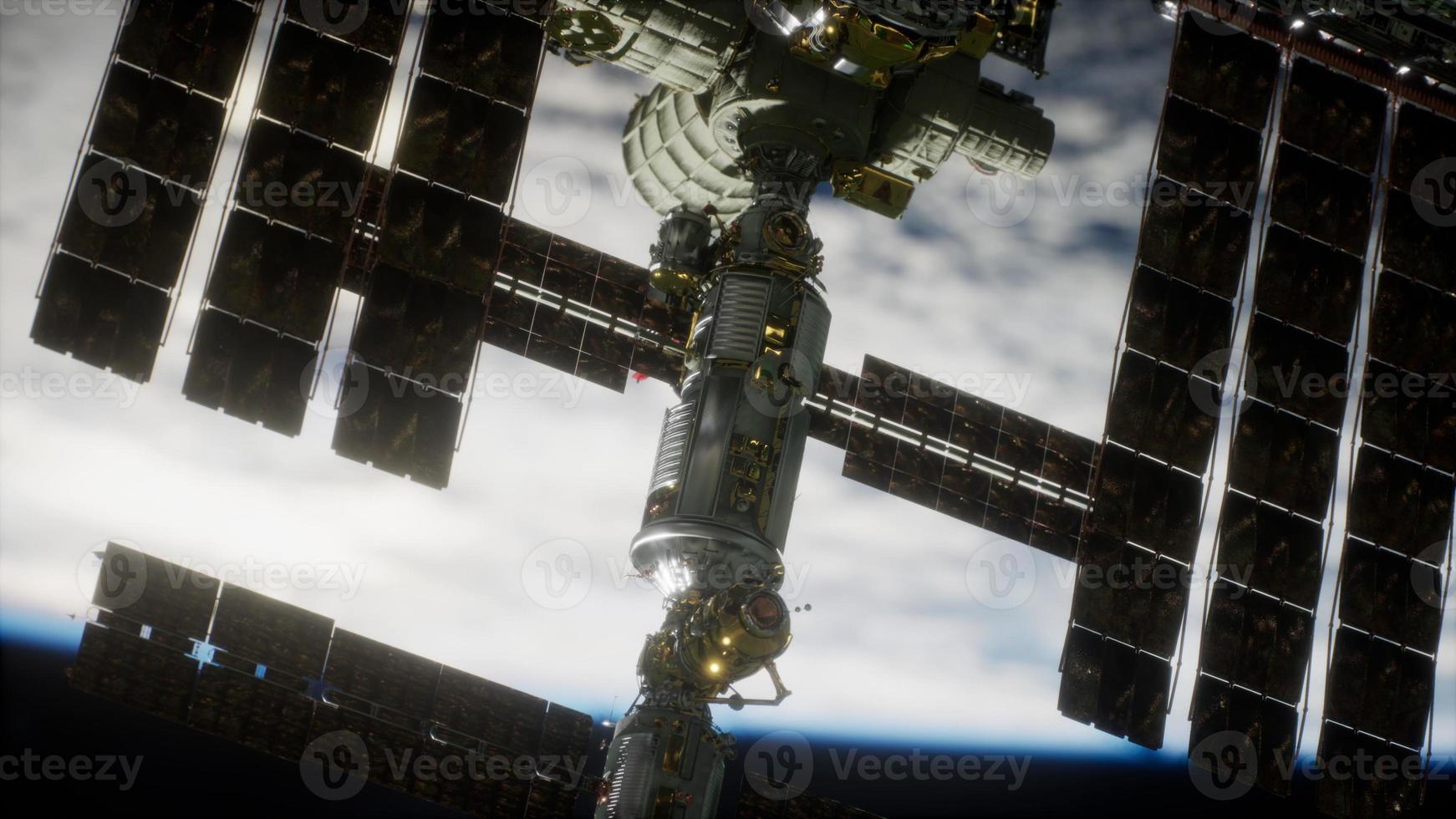 internationaal ruimtestation over de aarde-elementen ingericht door nasa foto