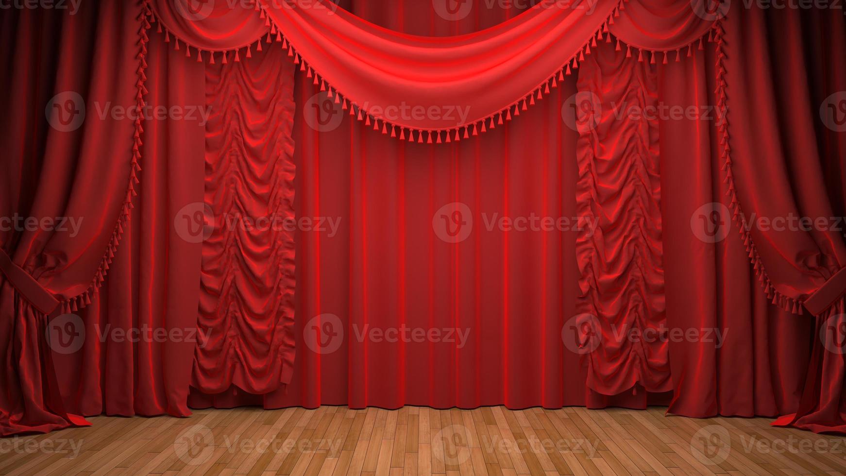 rood fluwelen gordijn dat de scène opent foto