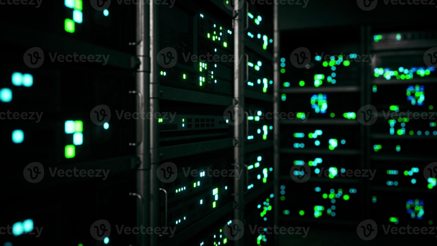 moderne serverruimte met supercomputerlicht foto