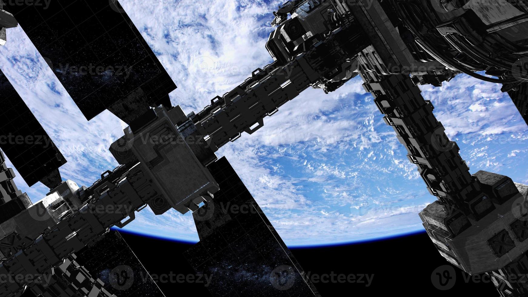 internationaal ruimtestation in de ruimte boven de planeet aarde foto
