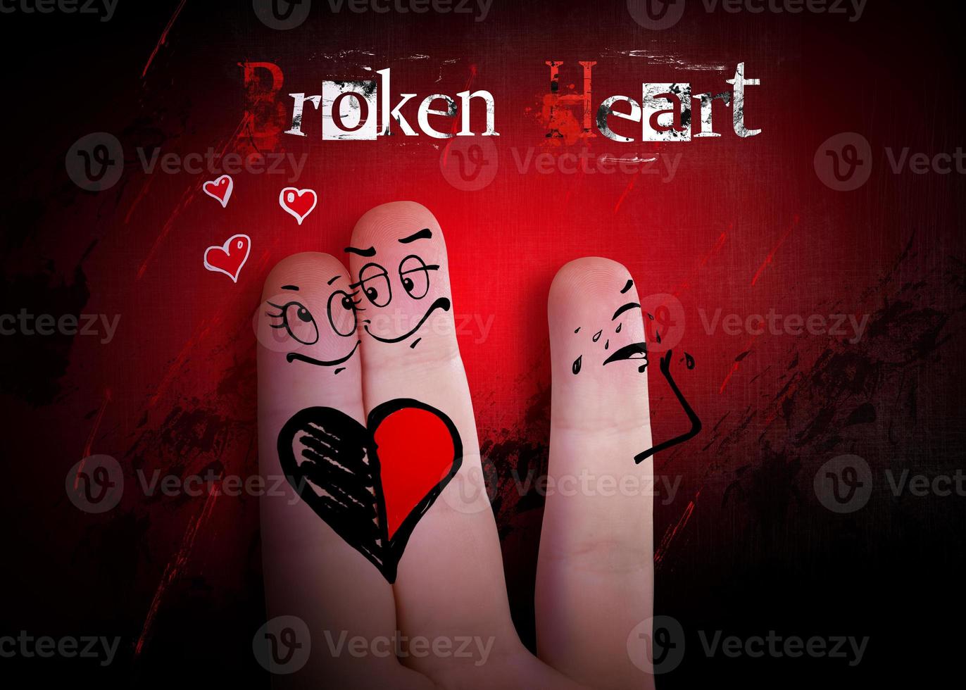 gebroken hart, liefde en Valentijnsdag concept. 3d illustratie foto